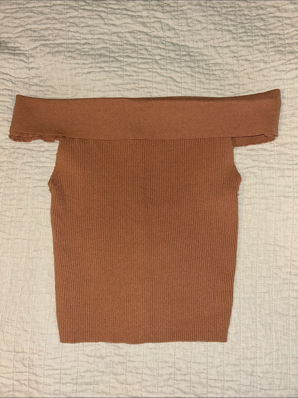 Pacsun Kendall & Kylie Off the Shoulder Brown Ribbed Top